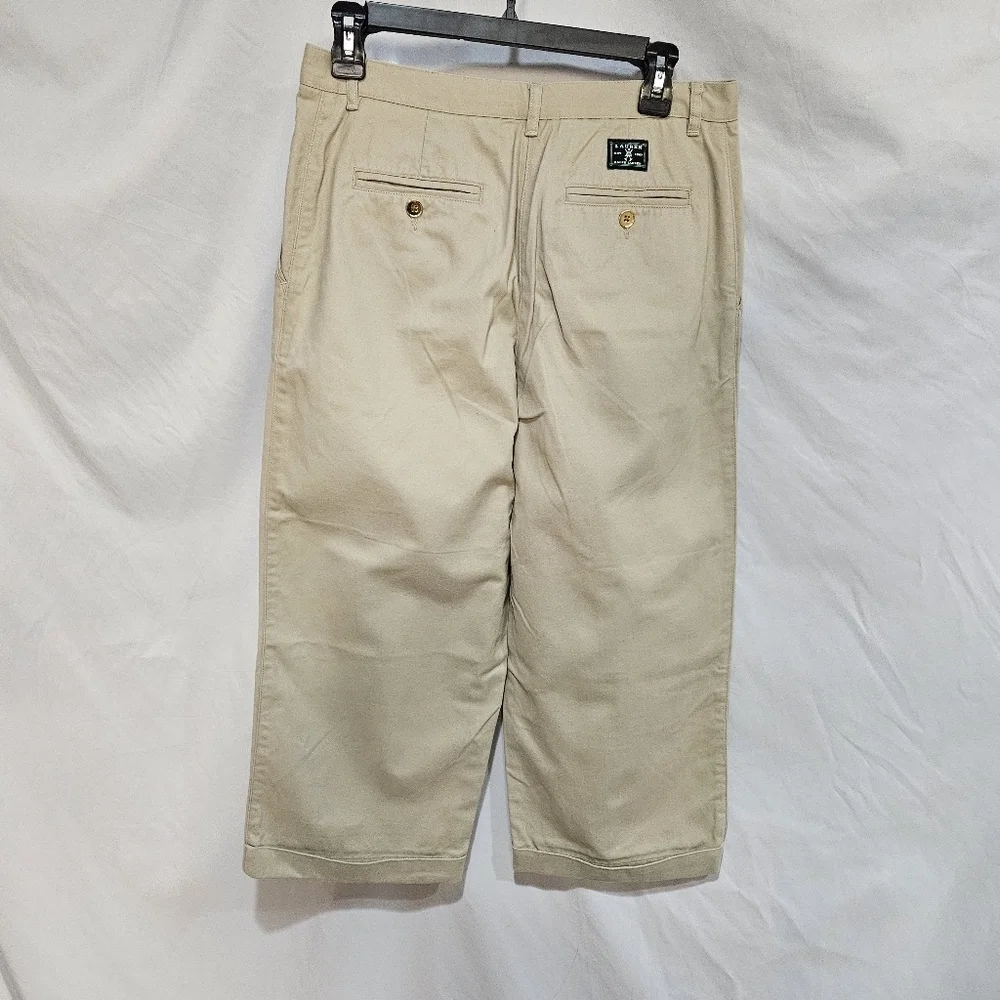 Lauren Ralph Lauren Chino Pants Women's Size 8 Beige 100% Cotton Gold Buttons
